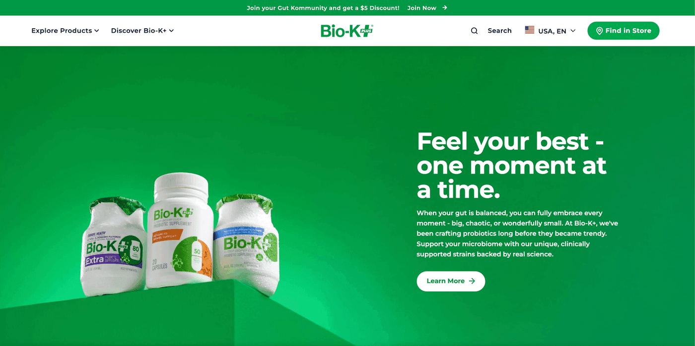 Bio-K+ storefront preview
