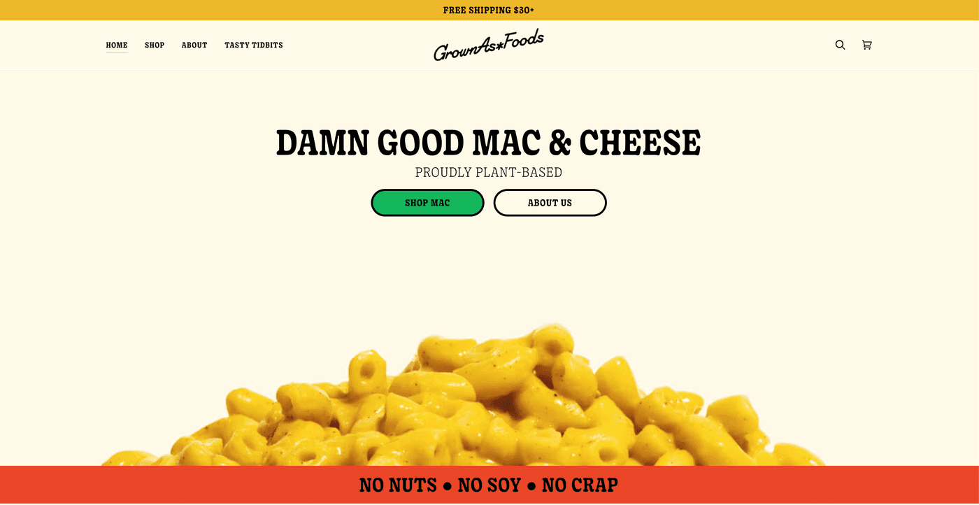 GrownAs Foods storefront preview